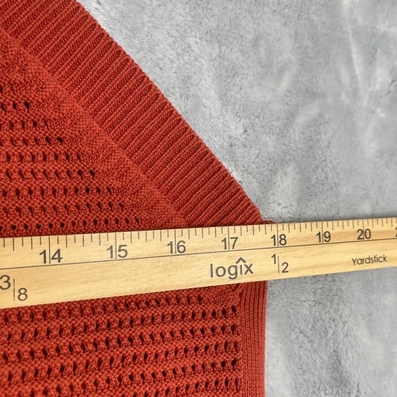 Ann Taylor Factory Sleeveless Sweater Womens M Rust Open Knit Preppy High Neck - Picture 5 of 7